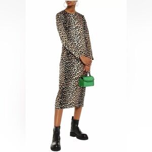 Ganni Leopard Silk Dress
